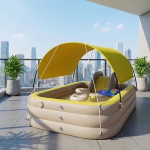 Piscina Inflable Automática al por Mayor con Sombrilla, Piscina Rectangular de PVC Reforzado <span class=keywords><strong>para</strong></span> Niños, <span class=keywords><strong>para</strong></span> Jardín o Patio Trasero - Product Image 4