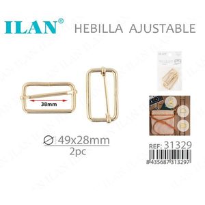 Fibbia Regolabile Ilan 49x28mm in Metallo per Cinture, Set da 2 Pezzi - Product Image 3