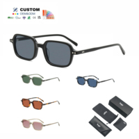 Lunettes de soleil polarisées rectangulaires tendance de haute qualité, unisexe, pour adultes, petites, rétro, fines, carrées, en acétate, fournisseur