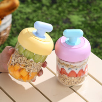 Pot à céréales portable pour petit-déjeuner, avec couvercle et cuillère, idéal pour les fruits et les flocons d'avoine