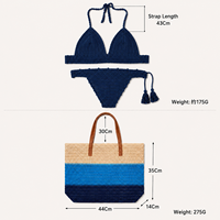 Ensemble de maillots de bain d'été 2 pièces pour femmes avec sac de plage assorti, bikini crochet bohème, tenue de plage