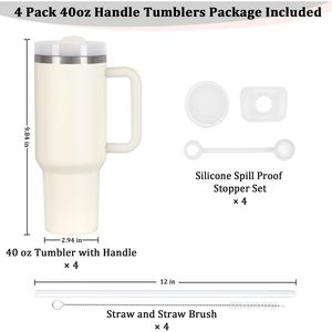 Vaso Térmico de Acero Inoxidable de 40 Oz con Asa, Tapa y Pajita, Aislado al Vacío, para Oficina, Coche, Hogar y Uso en Exteriores - Product Image 2