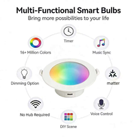 Plafonnier LED intelligent 4 pouces RGBCW 900LM Tuya Matter pour Alexa Google, contrôle par application, intensité variable, pour la maison