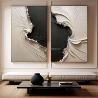 Peinture sur toile peinte à la main, texture Wabi-sabi, peinture décorative d'intérieur avec cadre pour décoration murale