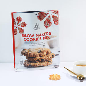 Impresión digital Caja plana Parte inferior Plástico <span class=keywords><strong>Monocapa</strong></span> Quad Sellado Stand Up Pouch Bolsa para galletas para embalaje de alimentos Galleta - Product Image 1