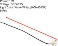 Diode LED COB haute puissance 1W verte, bleue, blanc chaud et blanc froid, source lumineuse avec fil noir, carte PCB en aluminium