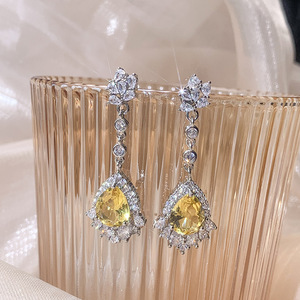 Aretes Acero inoxidable largos plata zirconia cúbica aretes joyería pendientes de mar - Product Image 1
