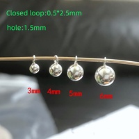 Solide 925 Sterling Silver 3-6mm Boule Ronde Perles Charmes Queue Chaîne Goutte Pendentif Suspendu pour DIY Boucles D'oreilles Fabrication de Bijoux Résultats
