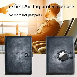Rfid bloqueo PU cuero genuino equipaje etiqueta pasaporte titular Canadá cuero cartera cubierta con Gps aire ranura etiqueta - Product Image 5