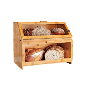 กล่องขนมปังไม้ไผ่ขนาดใหญ่ กล่องเก็บของไม้สำหรับวางบนเคาน์เตอร์ครัว - Product Image 1