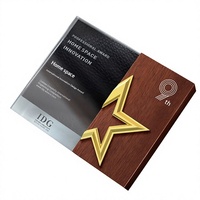 Trophée étoile à cinq branches en bois massif personnalisé, imprimé UV, durable, médaille créative, plaques de récompenses pour réunions annuelles