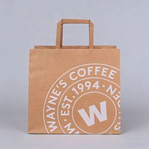 Bolsas Biodegradables Personalizadas para Comida para Llevar de Restaurantes, Bolsas de Papel Kraft Marrón para Entrega de Alimentos y Compras con Asa Plana - Product Image 3
