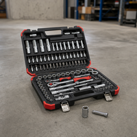 Jeu de clés à douilles professionnel 94 pièces en chrome vanadium, avec cliquet 1/4 et 1/2 pouce, douilles profondes, embouts Torx, rallonge et mallette de transport robuste OEM
