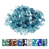 Pierres de verre de feu concassées trempées réfléchissantes bleu aqua 1/2'' pour foyer extérieur, brasero, aménagement paysager, haute brillance, approvisionnement en vrac