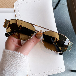 <b>Sunglasses</b> Small Square Double Bridge Metal Frame UV400 Light Weight Unisex Street Style - Product Image 2