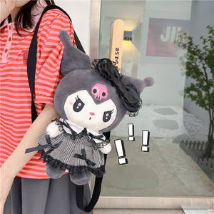 Dibujos animados lindos para muñecas Kuromi juguetes de peluche negro Lolita estilos faldas mochila malla niñas moda al aire libre Kulomi bolso de hombro - Product Image 3
