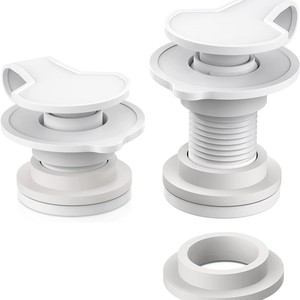Cooler Drain Plug Assembly 1 Inch Shaft White Plastic 2 Pack For Coleman 50 58 Fishing Box - Product Image 1