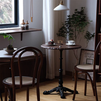 Ensemble de table basse en fonte vintage américaine, table à manger rétro en bois naturel et chaises pour la maison, café