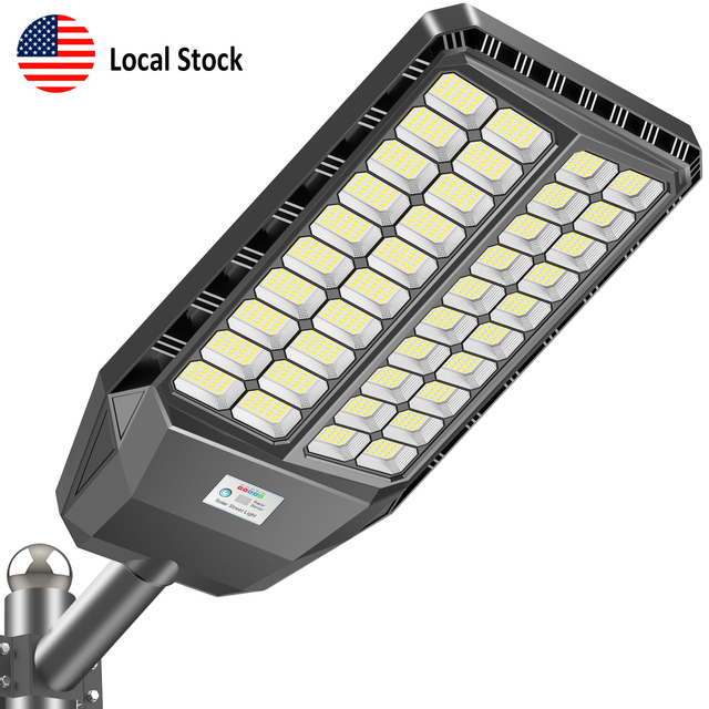 Solar Street Light IP65 Motion Sensor Remote Dimming 22000mAh Battery ABS Glass Outdoor Lighting US Local Stock 1440LED