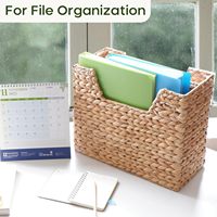 Boîte de rangement tissée en jacinthe d'eau naturelle, panier organisateur de magazines, idéale pour organiser des dossiers, des livres et des journaux