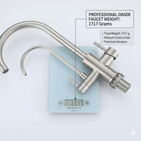 Robinet de cuisine monocommande en acier inoxydable 304 brossé, moderne, à montage sur plan, avec cartouche céramique, pour eau chaude et froide
