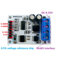 Módulos de Controlador de Potencia RS485 N4AIA04, Colector Analógico Neutro de 4-20 mA, ADC Modbus RTU, Código de Función 03 06, Voltaje, Corriente