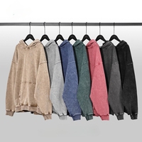 Sweat à capuche pour homme avec logo personnalisé, vintage, lavé, lourd, 100% coton, imprimé tendance, sweat à capuche uni, mode masculine