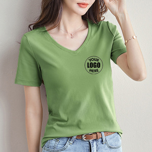 เสื้อยืดคอกว้างแขนสั้นผู้หญิง ผ้าฝ้าย 90.7% สแปนเด็กซ์ 9.3% น้ำหนัก 190 กรัม ทรงปกติ ยืดหยุ่นสูง - Product Image 1