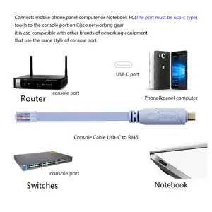 1.8M FTDI RS232 Serial USB Tipe C untuk RJ45 Konsol Kabel untuk Laptop Komputer FT232RL Chip