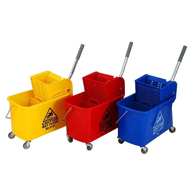 Haotian wholesale squeeze mop bucket B-038 model 20L SINGLE MOP TROLLEY