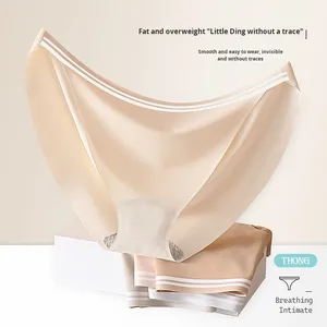 Ropa Interior de Talla Grande sin Costuras de Estilo Japonés, Tejido Sólido, de Tiro Bajo, para Mujeres Curvy, Corte Alto, Sin Elásticos, Sexy, Tipo Bikini, para Uso Diario - Product Image 3