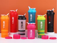 Bouteille de shaker à protéines en plastique écologique de grande capacité 500 ml, personnalisable, résistante à la corrosion, portable, compatible lave-vaisselle