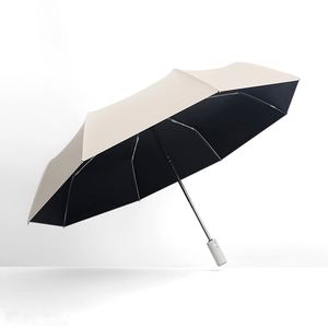 Logo Printing High Quality Automatic Compact Travel 190T Pongee Cloth With Black UV Coating Folding <b>Umbrella</b> for Men and Women - Product Image 1