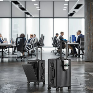 Juego de equipaje pequeño y mediano con apertura frontal para PC, <span class=keywords><strong>maleta</strong></span> con marco de aluminio con <span class=keywords><strong>ruedas</strong></span> universales silenciosas y soporte para negocios - Product Image 1