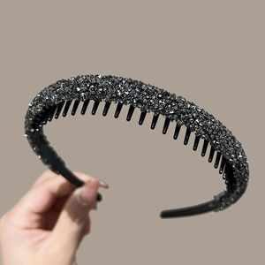 Diadema de terciopelo con diamantes de imitación y diseño de dientes, de alta calidad, antideslizante, para lavado facial, con gemas brillantes, diademas avanzadas - Product Image 2