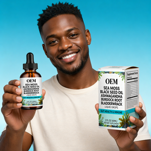 Suplemento Líquido Personalizado de Musgo Marino, Aceite de Musgo Marino Irlandés, Ashwagandha, Raíz de Bardana, Alga Marina, Multimineral, Vegano, para Adultos - Product Image 1