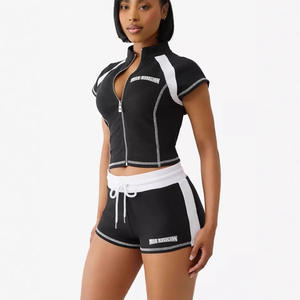 Completo Estivo da Donna 2026: Top con Zip a Maniche Corte e Pantaloncini Sportivi, Set Due Pezzi - Product Image 4