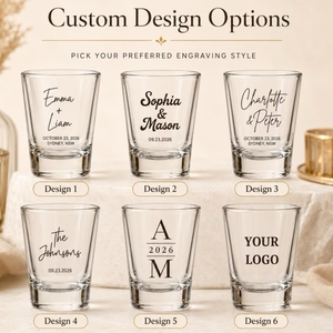 Vasos de Chupito Personalizados para Boda de 2oz con Logotipo, Recuerdo de Boda en Cristal Personalizado al por Mayor - Product Image 6
