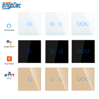 Interrupteur mural intelligent Bingoelec Zigbee Tuya 1/2/3/4 voies, norme européenne, panneau tactile en verre, interrupteur intelligent