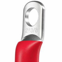 Cable de Batería de 2 AWG, Cobre Puro, Rojo y Negro, Par de Terminales de Anillo de 3/8'', Inversor Solar, RV, Marino, Automotriz, Uso Pesado