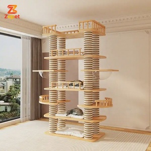 Árbol para Gatos <span class=keywords><strong>de</strong></span> Madera Maciza <span class=keywords><strong>de</strong></span> Lujo con Poste Rascador, Cuencos Transparentes Dobles y Balcones <span class=keywords><strong>de</strong></span> Varios Niveles, Mansión para Gatos <span class=keywords><strong>de</strong></span> 185 cm <span class=keywords><strong>de</strong></span> Altura - Product Image 1