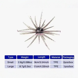 เหยื่อปลอมเม่นทะเล TPE สีดำ แบบลอยน้ำ เหยื่อหนอนนิ่ม บรรจุกล่อง ขายส่ง - Product Image 2