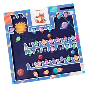 Gl Nieuw Ontwerp Vliegtuig Magnetische Alfabet Letter Doolhof Montessori Speelgoed Voor Kinderen Houten Puzzel Activiteit Magneetborden