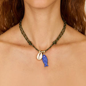 Collana a tema oceano Multi ciondolo per donna estate pesce stella marina osso catena in lega placcato - Product Image 2