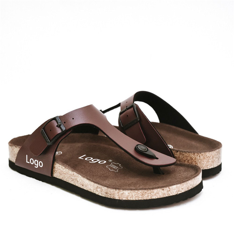 2021 Casual Flat Heels Beach Slipper Buckle Men Slides Sandals Cross Strap Open Toe Cork Slippers