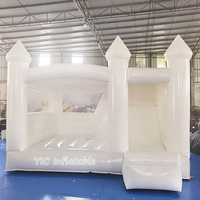 Château gonflable commercial White Castle avec toboggan et piscine pour la location événementielle