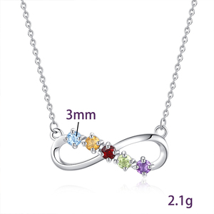 Collar Infinito Arcoíris Simple con Incrustaciones de Cristal Natural de 3mm, Plata de Ley 925, Joyería Minimalista para Chicas, Ideal para Regalo - Product Image 6