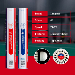 Volante de Bádminton de Plumas de Pato de Alta Calidad <span class=keywords><strong>LING</strong></span>-<span class=keywords><strong>MEI</strong></span> 40 de Fábrica China para Competencia - Product Image 3
