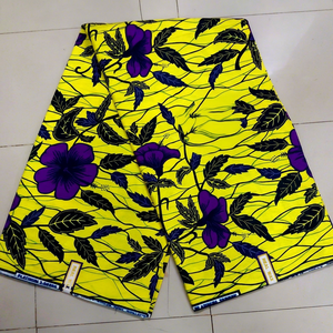 Yellow Purple Floral African Wax Print Organza Fabric Leaf Pattern for Women Dressmaking Curtain Boys & Toy Fashion - Product Image 1