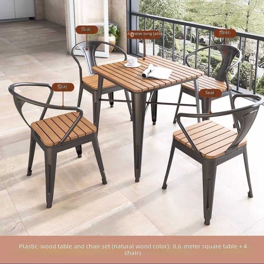 One table and four chairs [square table] -black